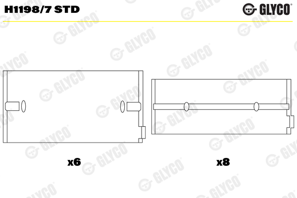 H1198/7 STD, Crankshaft Bearing, GLYCO