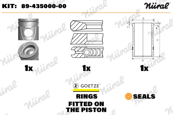 Repair Set, piston/sleeve - 89-435000-00 NÜRAL - 2097290, 5001856103, 5001856169