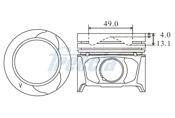 FP23-107900, Píst včetně kroužků a čepu, Píst komp.1,5dCi/kom.49,00mm, FRECCIA, Dacia Duster Logan Sandero Nissan Kubistar Tiida Renault Clio Fluence Grand Scenic Kangoo Laguna Logan Megane Scenic Thalia Twingo 1,5dCi K9K* 2005+, 12010-00Q02, 8200405109, 12010-00Q03, 120A18456R, 12010-00Q04, 120A18655R, 12010-00Q0C, 120A019888R, 12033-00Q0D, 7701476563, 12033-00QAG, 7701476564, 12033-BN700, 7701476565, 021PI00124000, 13003800900, 20NI102, 41096900, 87-123400-30, PM003800
