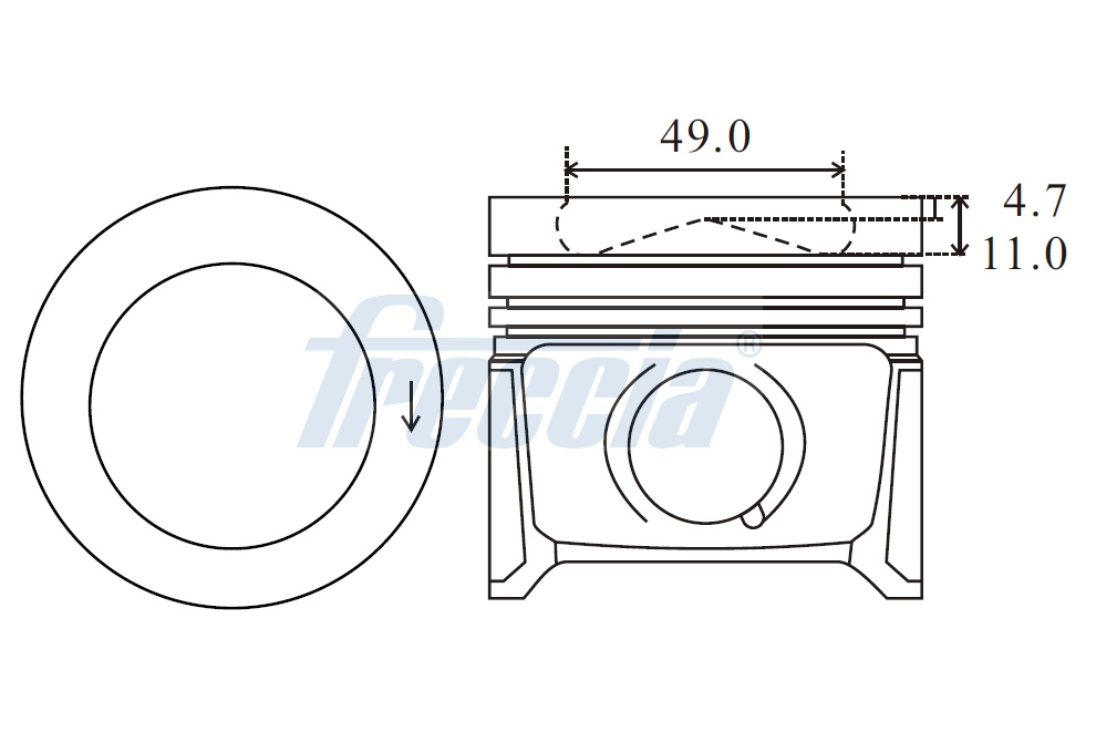 FP23-113200, Kolben mit Ringen und Bolzen, FRECCIA, 04L107065AE, 04L107065AR, 04L107101E, 028PI100179000, 42181600, PK280-000