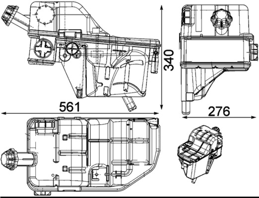 Expansion Tank, coolant - CRT33000S MAHLE - 0005003049, 0005003449 ...