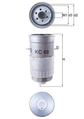 Kraftstofffilter - KC69 MAHLE - 028127401A, 028127435, 1270529