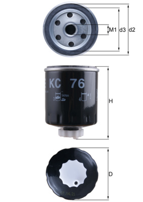 Palivový filtr - KC76 MAHLE - 09111096, 30871436, 4900276