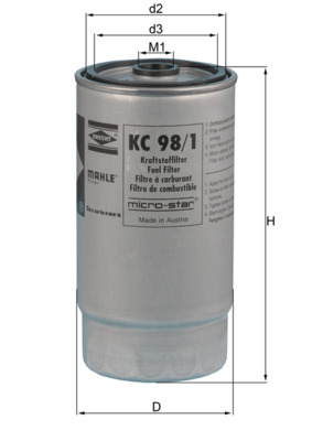 Palivový filtr - KC98/1 MAHLE - 13327786647, 7786647, 1457434324