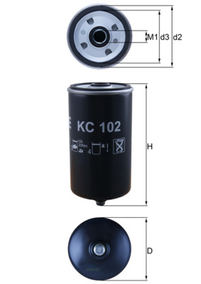 Kraftstofffilter - KC102 MAHLE - 0018354447, 01182224, 0170152000