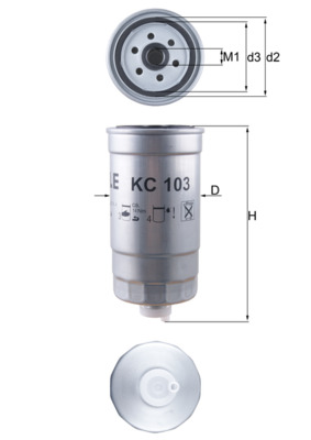 Fuel Filter - KC103 MAHLE - 0046736167, 13322240798, 9947995
