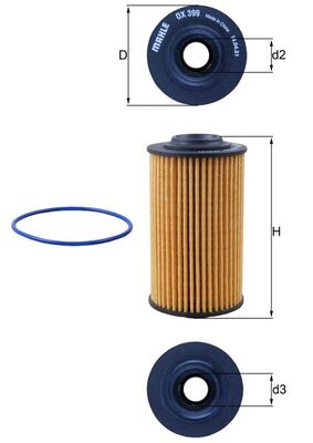 Oil Filter - OX399D MAHLE - 12593333, 19114105, 19303249