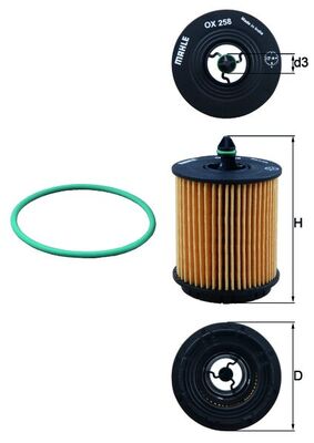Oil Filter - OX258D MAHLE - 0650315, 09194746, 12575810