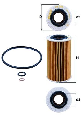 Oil Filter - OX384D MAHLE - 05069083, 2630027000, 5072720AA
