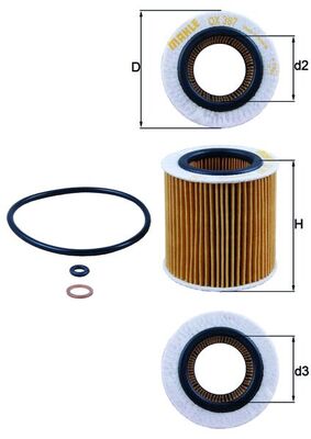 Oil Filter - OX387D MAHLE - 11427541827, 11427566327, 11427854049