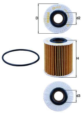 Oil Filter - OX413D2 MAHLE - 0415231020, 0415231040, 0415231080