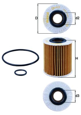Oil Filter - OX413D1 MAHLE - 0415131060, 041520R010, 0415231030
