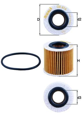 Oil Filter - OX416D1 MAHLE - 0415237010, 04152YZZA6, 2317