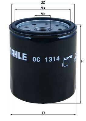 Oil Filter - OC1314 MAHLE - 30153000, 2328700, MG20001