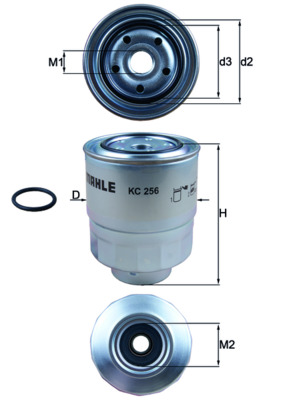 Fuel Filter - KC256D MAHLE - 16901RJLE01, 16901RMAE00, 16901RMAE01