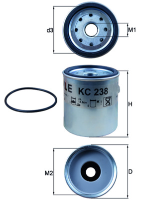 Palivový filtr - KC238D MAHLE - 04723905, K4723905, 05066004AA