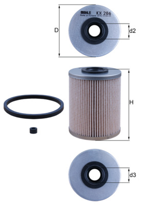Palivový filtr - KX206D MAHLE - 09161303, 1541567JA0, 16400AW300