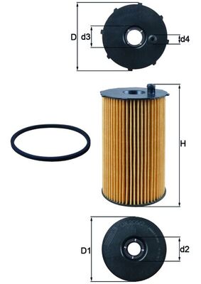 Oil Filter - OX205/2D MAHLE - 1109AW, 1311289, 2C229685