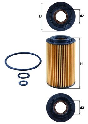 Oil Filter - OX153/7D2 MAHLE - 00K68091827AA, 15209HG00A, 6511800009