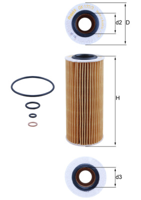Oil Filter - OX177/3D MAHLE - 11427788454, 11427788460, 11427788461