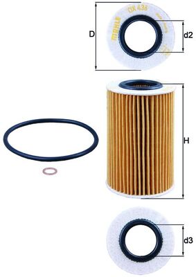 Oil Filter - OX436D MAHLE - 2631027400, 2631627400, 2632027400