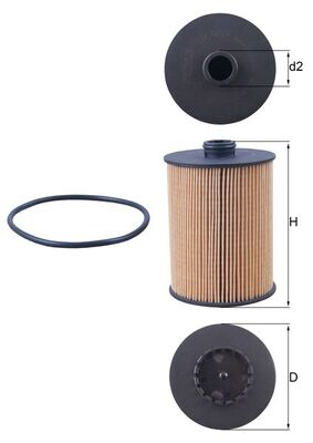 Oil Filter - OX983D MAHLE - 03H115561, 03H115562, 95810722210