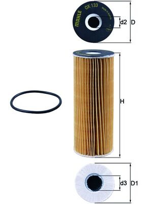 Oil Filter - OX133D MAHLE - 00A115466, 1041800109, 1041800709