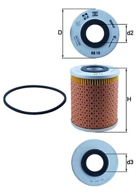 Oil Filter - OX15D MAHLE - 0001467900, 0003082658, 0003563602