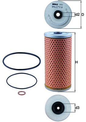 Oil Filter - OX92D MAHLE - 0011849025, 0011849125, 0011849425