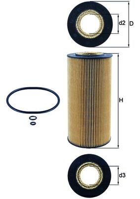 Oil Filter - OX123/1D MAHLE - 07W115436A, 6021800009, 6061800009ME