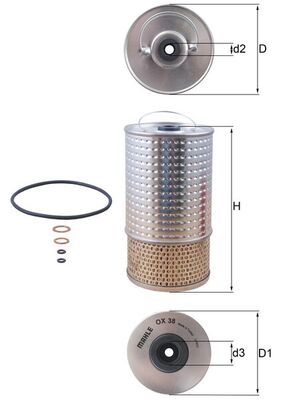 Oil Filter - OX38D MAHLE - 5001846633, 5016966, 6011800009