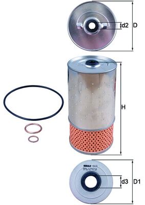 Oil Filter - OX78D1 MAHLE - 0001802509, 6161800009, 6161800510
