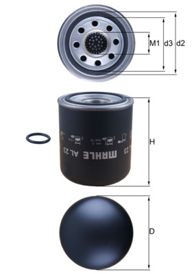 Air Dryer Cartridge, compressed-air system - AL23 MAHLE - 0004292497, 1527758, 5000295422