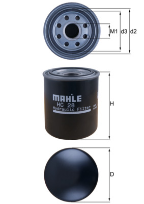 HC28, Filter, operating hydraulics, MAHLE, 04438049, 6285510289, A6285510289, 106086, 154768279010, 8013300, H309W, HF40015, P765728, W1372, ST1490, W1372/1