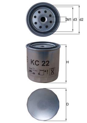 Kraftstofffilter - KC22 MAHLE - 0000820101, 0000920001, 0000929001