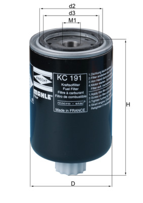 Fuel Filter - KC191 MAHLE - 0003417710, 02910150, 1072418M1