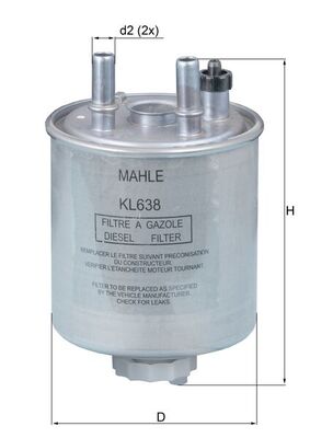 Fuel Filter - KL638 MAHLE - 164003978R, 8200638748, 8660003045