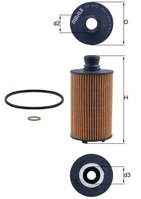 Oil Filter - OX1141D MAHLE - 6711803009, 6711840125, 6721803009