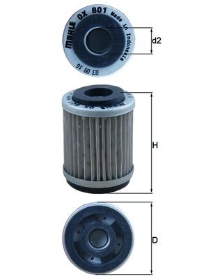OX801, Olejový filtr, Filtr olej., MAHLE, 3UHE344000, 5H01344000, 5H01344009, 5HO134400, 5HO1344009, COF042, KN143, OFE022, Y4006, COF043, X313, X348