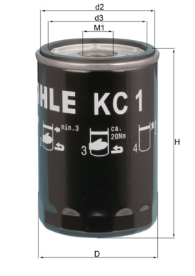 Palivový filtr - KC1 MAHLE - 00000061251961, 0000206573, 278217515