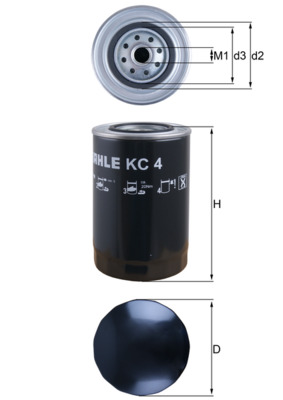 Kraftstofffilter - KC4 MAHLE - 01901605, 04671001, 1901605