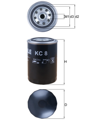 Palivový filtr - KC8 MAHLE - 0000928301, 0011377610, 01161003