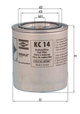 Palivový filtr - KC14 MAHLE - 1901607, 2060883031900, 5011268