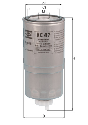 Fuel Filter - KC47 MAHLE - 13322243653, STC2827, 2243653