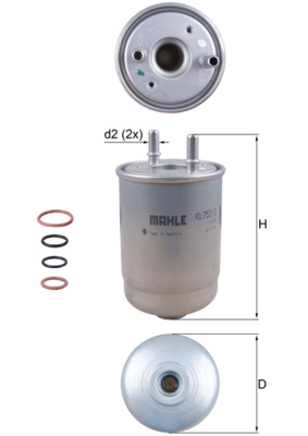 Kraftstofffilter - KL752/2D MAHLE - 164001710R, 164002053R, 164006435R
