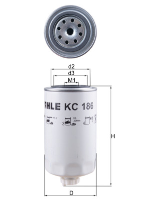 Palivový filtr - KC186 MAHLE - 003230072500, 0503621704, 1907539