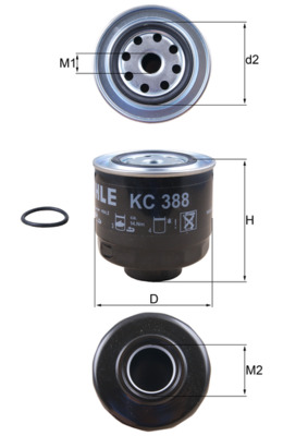 Fuel Filter - KC388D MAHLE - 1770A012, 1770A374, MZ690441