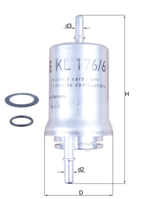 Palivový filtr - KL176/6D MAHLE - 6Q0201051, 6Q0201051A, 6Q0201511