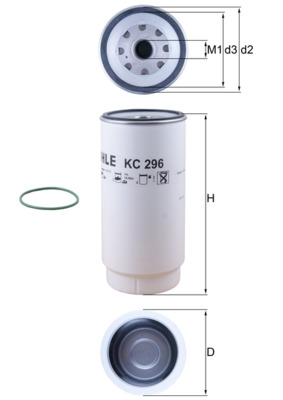 Palivový filtr - KC296D MAHLE - 0112142450, 01442310, 10032291