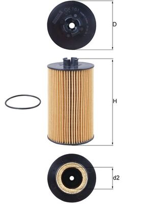 Oil Filter - OX161D MAHLE - 0001801609, 02931094, 11708550